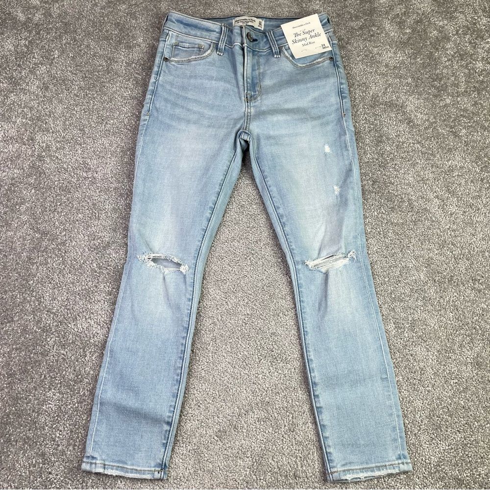 Abercrombie & Fitch Jeans Women's 24 X-Short Blue Super Skinny Ankle Light Denim